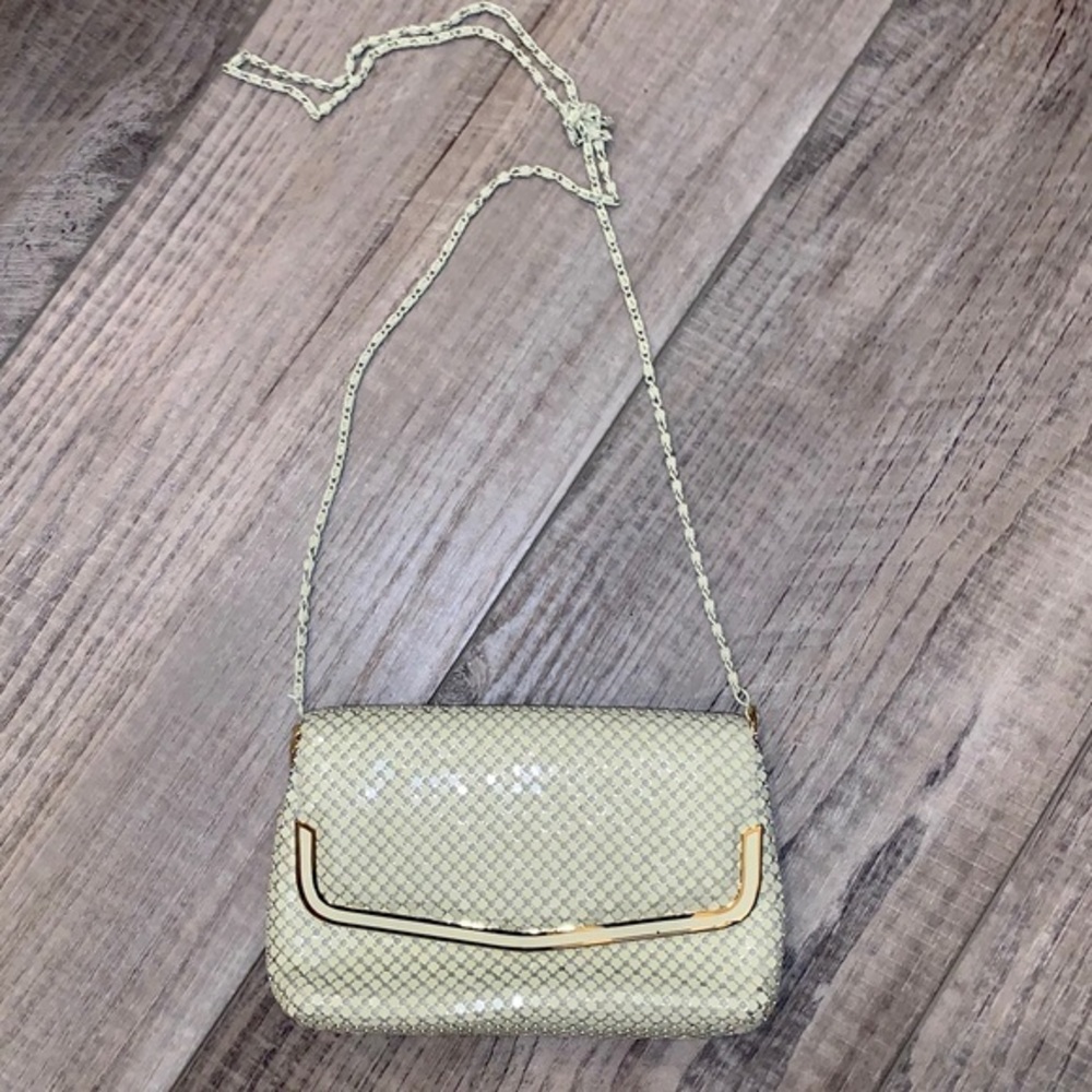 VTG Y&S Original off white beaded mesh evening bag